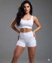 Shorts Legging Feminino Moda Academia Ginastica Cintura alta Cós alto Suplex Malhação Meia Coxa Fitness