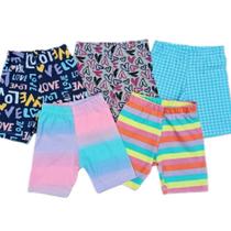 shorts legging infantil femino kit com 3 peças do 01 ao 12 em cotton.