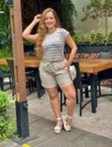 Shorts linho creme feminino tamanho gg