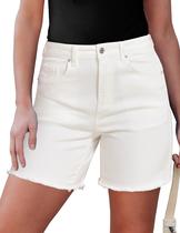Shorts luvamia FLE/Exclusive Jean para mulheres, de cintura alta, brancos