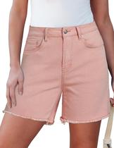 Shorts luvamia FLE/Exclusive Jean para mulheres, rosa de cintura alta