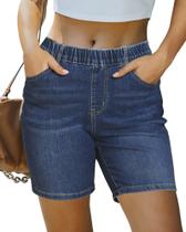 Shorts luvamia Jean Denim Pull On para mulheres, costura interna de 18 cm, índigo