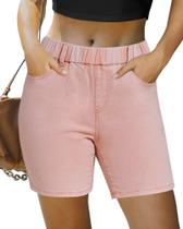 Shorts luvamia Jean para mulheres Pull On Mid Rise Candy Pink
