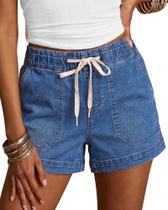 Shorts Luvamia Jeans Cintura Alta Azul Médio Tamanho M