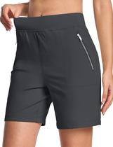 Shorts MAGCOMSEN de cintura alta de 7 polegadas com costura interna para mulheres, cinza, GG