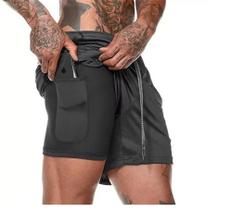 Shorts Masculino 2 em 1 com Segunda Pele Compressão Bermuda Esporte Academia Corrida