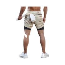 Shorts Masculino Camuflado 2 em 1 - Secagem Rápida para Corrida e Treino