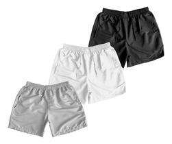 Shorts Masculino Curto Com Elástico E Bolsos - Kit Com 3 Ful