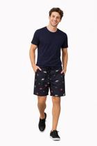 Shorts Masculino Tactel Thoux Oklahoma Preto Estampado com Cordão