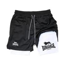 Shorts Masculinos 2 Em 1 Para Corrida E Treino Com Compressão, Bolso Para Celular E Alça Para Toalha