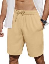 Shorts masculinos COOFANDY com cordão e elástico na cintura, cáqui claro