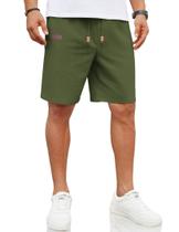 Shorts masculinos COOFANDY, de linho, casuais, elásticos, verde militar Shorts masculinos COOFANDY, de linho, casuais, elásticos, verde militar