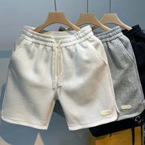 Shorts masculinos de corrida casuais, calças curtas esportivas para jogging, padrão ondulado, cordão monocromático, shorts esportivos de ginástica sol