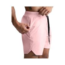 Shorts Masculinos De Corrida E Fitness De Secagem Rápida, Cor Sólida, Camada Única, Tecido Trançado,