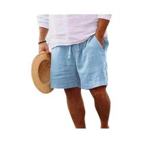 Shorts Masculinos De Linho E Algodão Leves plus Size Para Verão, Respiráveis, Para Academia, Praia E