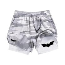 Shorts Masculinos De Performance Com Estampa De Morcego, Secagem Rápida, Com Bolso Para Celular,