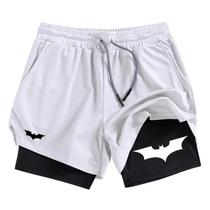 Shorts Masculinos De Performance Com Estampa De Morcego, Secagem Rápida, Com Bolso Para Celular,