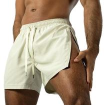 Shorts Masculinos De Secagem Rápida Para Corrida, Academia, Praia E Jogging, Com Zíper Lateral Para