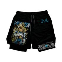Shorts Masculinos De Verão Respiráveis Com Estampa Dragon Ball Goku, Corte Solto E Dupla Camada