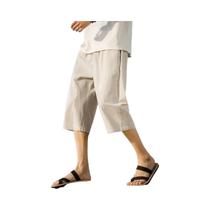 Shorts Masculinos Leves De Algodão E Linho Para O Verão, Cor Sólida, Soltos, Para Corrida E Praia