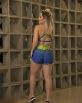 Shorts Meia Coxa Empina Amarração Cores Brasil