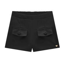 Shorts Menina em Couro Eco Preto - Kukiê