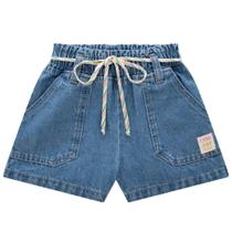 Shorts Menina em Jeans Arkansas com Cordão de Amarração na Cintura - Kukiê