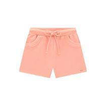 Shorts Menina Kukiê em Moletom com Strass na cor Laranja Neon