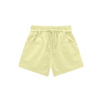 Shorts Menina Kukiê em Sarja Empapelada - Amarelo