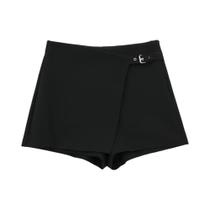 Shorts Mini Saia De Cintura Alta Com Zíper Lateral Para Mulheres, Estilo Vintage Chic Shorts Mini Saia De Cintura Alta Com Zíper Lateral Para Mulheres, Estilo Vintage Chic