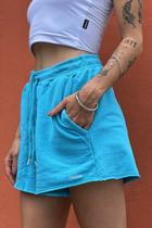 Shorts Moletinho Azul Pacífico Hawewe Shorts Moletinho Azul Pacífico Hawewe