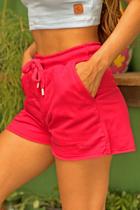Shorts Moletinho Rosa Cursive Hawewe Shorts Moletinho Rosa Cursive Hawewe