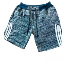 Shorts Moletom Azul Marinho Rajado com detalhe em Branco