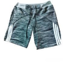 Shorts Moletom Cinza Rajado com Listras