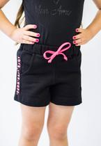 Shorts Moletom Feminino Infantil Cia da Malha Love Preto