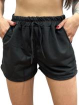 Shorts Moletom Linho Bermuda Feminina Cintura com Elástico Alta