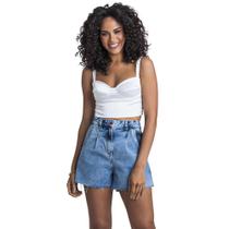 Shorts Mom Disparate Feminino Desfiado Conforto Moda Casual