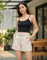 Shorts Mommy Sarja Com Zíper Detalhe Corrente Lunender 21092