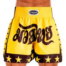 Shorts Muay Thai Boxe Bermuda Calção Modelo Estrela Amarelo
