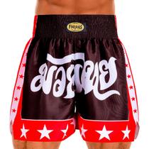 Shorts Muay Thai Boxe Bermuda Calção Modelo Estrela Preto - Fheras