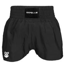 Shorts Muay Thai Masculino Preto Luta Treino Curto Competição Artes Marciais Bermuda Unissex Tactel Kickboxing - Gorilla