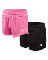 Shorts New Balance Girls' Active, pacote com 2 unidades, de lã, rosa/preto Shorts New Balance Girls' Active, pacote com 2 unidades, de lã, rosa/preto