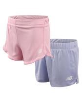 Shorts New Balance Girls' Active, pacote com 2 unidades, de lã, tamanho 14-16