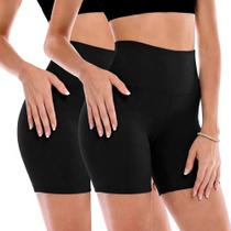 Shorts NexiEpoch Cintura Alta 3/5/8" Preto Spandex Pacote com 2 Shorts NexiEpoch Cintura Alta 3/5/8" Preto Spandex Pacote com 2