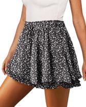 Shorts Only Puff Flowy Chiffon Ruffle Skorts Floral Black XXL