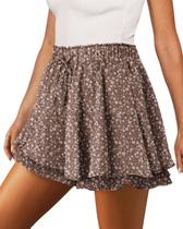 Shorts Only Puff Flowy Chiffon Ruffle Skorts Floral Brown M