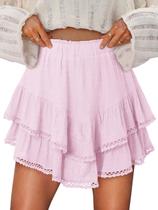 Shorts Only Puff Flowy Ruffle, cintura alta, rosa Sakura M
