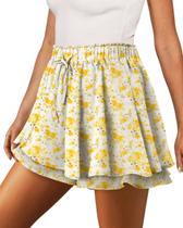 Shorts Onlypuff Flowy Chiffon com babados para mulheres amarelas Shorts Onlypuff Flowy Chiffon com babados para mulheres amarelas