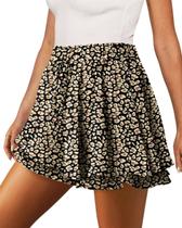Shorts Onlypuff Flowy Chiffon Ruffle Skirts Leopard para mulheres
