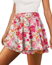 Shorts Onlypuff Flowy Chiffon Ruffle Skorts Rose Floral para mulheres